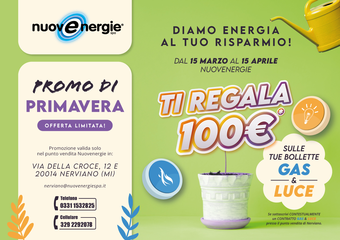 100 € di sconto sui nuovi contratti Gas & Luce sottoscritti nello store di Nerviano